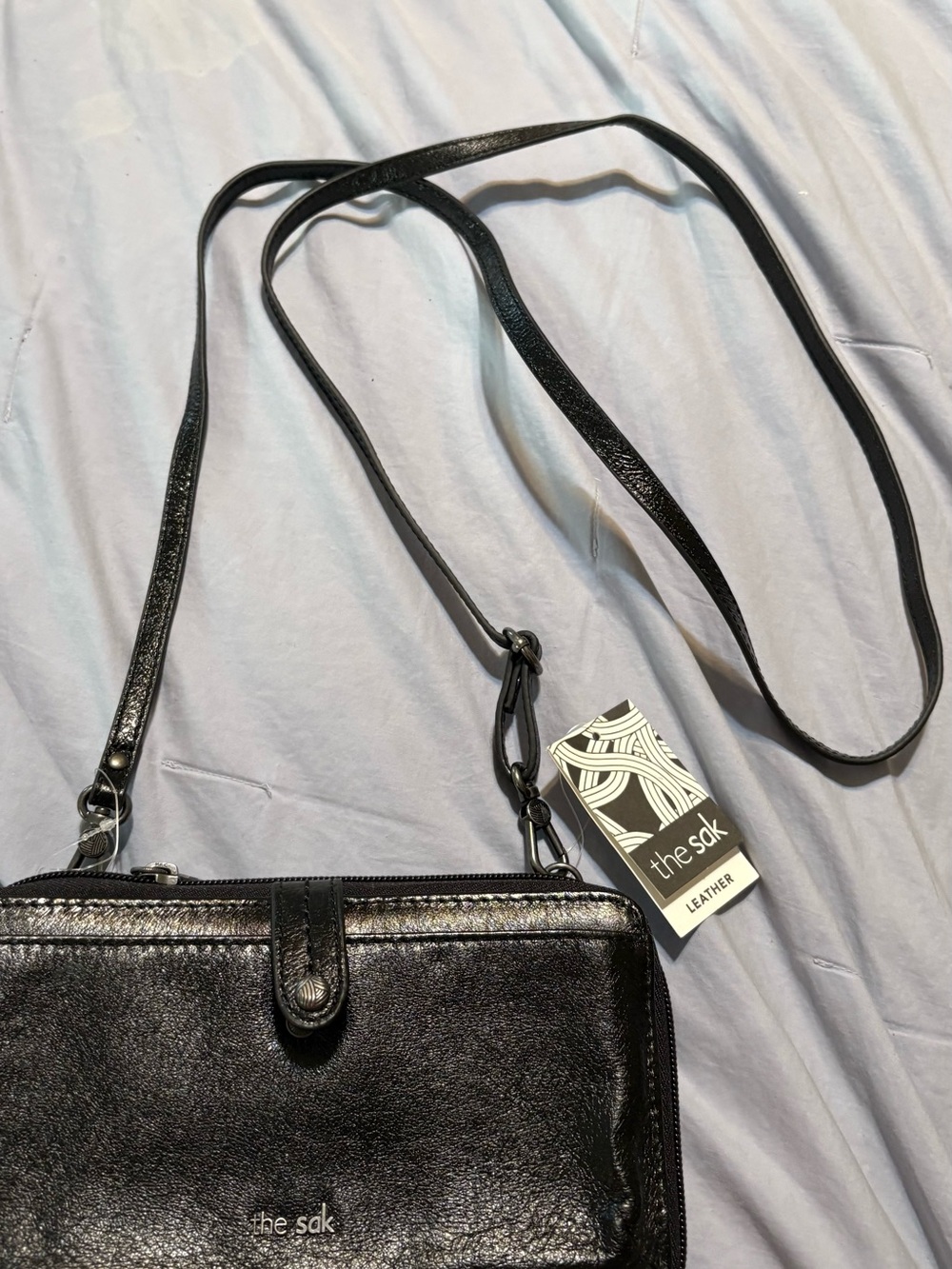 The Sak Black Leather Crossbody Wallet Bag